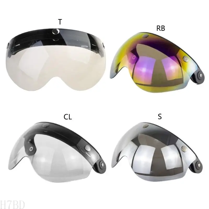 

H7BD Durable Windproof 3-Snap Visor Lens Shield for Motorcycle Helmets Up Down Open Face Anti Glaring Helmet Accessories