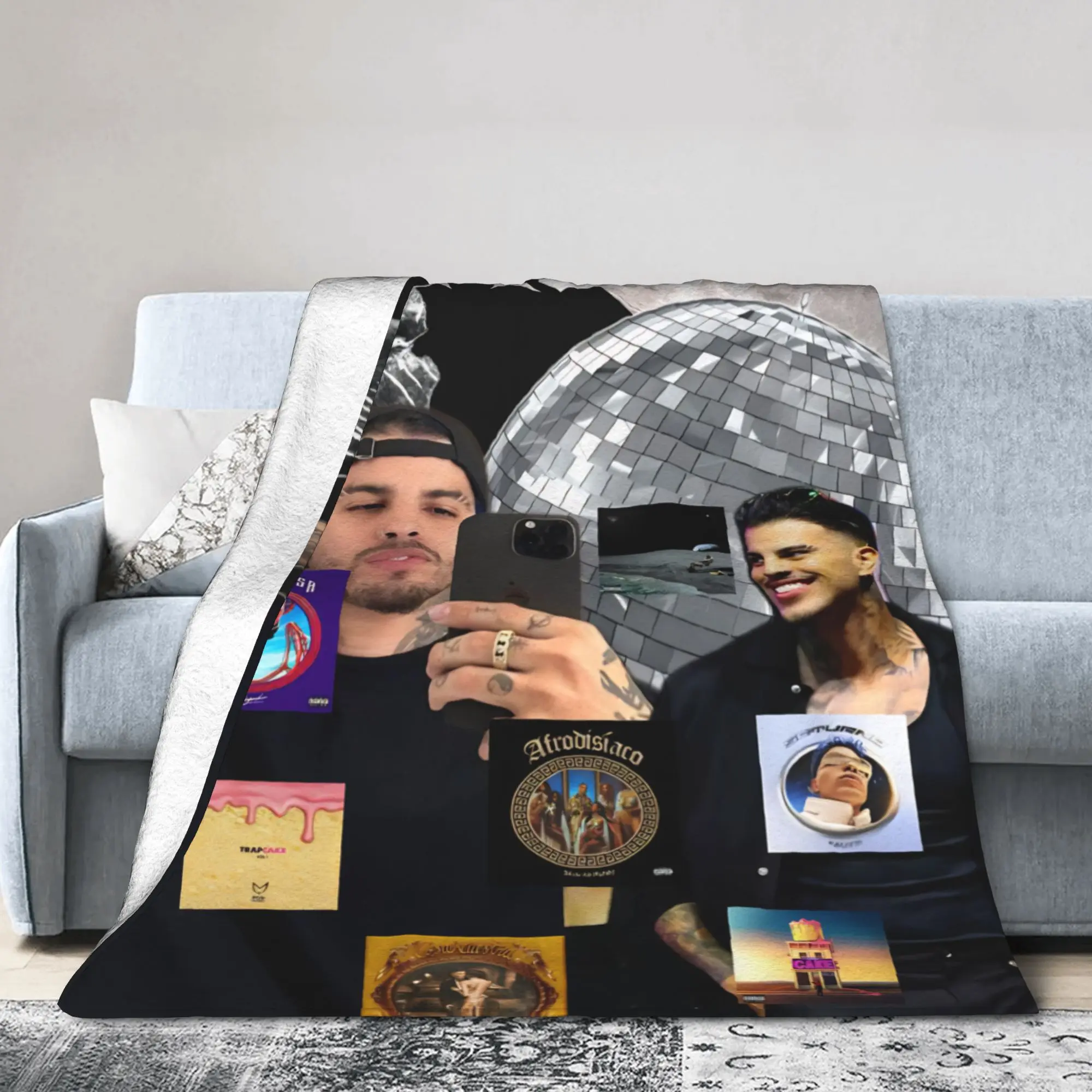 

Rauw Alejandro Singer Rapper Blanket Super Soft Fleece Novelty Gift Throw Blankets Bedspreads