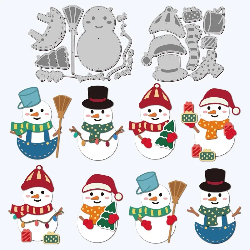 2pcs Winter Snowman Cutting Dies Hat Scarf Carbon Steel Die Cuts Christmas Embossing for Scrapbooking Card DIY Craft Decoration