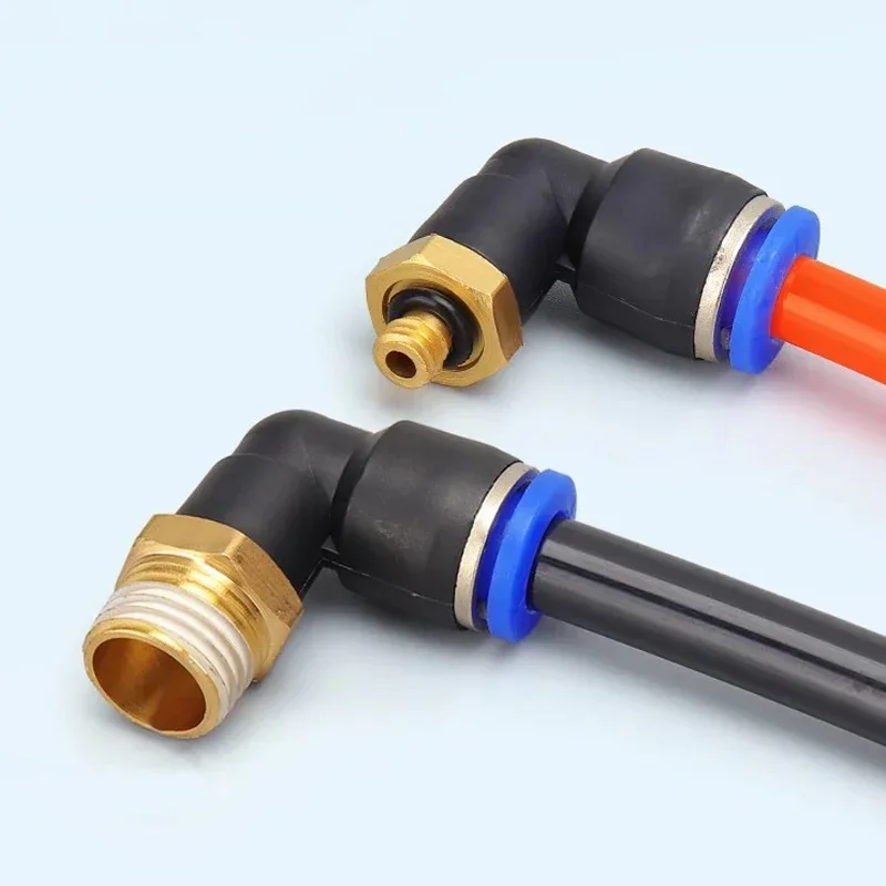 5PCS PL Pneumatic Elbow Fittings 4 6 8 10 12mm OD Tube Push In Air Hose Connectors Male Thread M5 1/8 1/4 3/8 1/2 Line Couplers