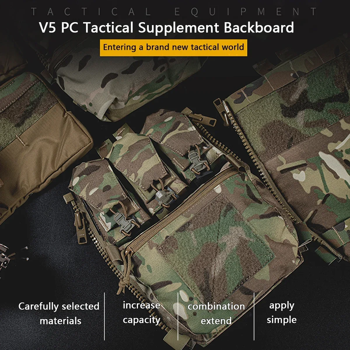 Assault Adapt Banger Back Panel Zip On Rear Pack Tactical Vest GP Pouch FCPC V5 Plate Carrier Accessories Bag  Multitools Pocket