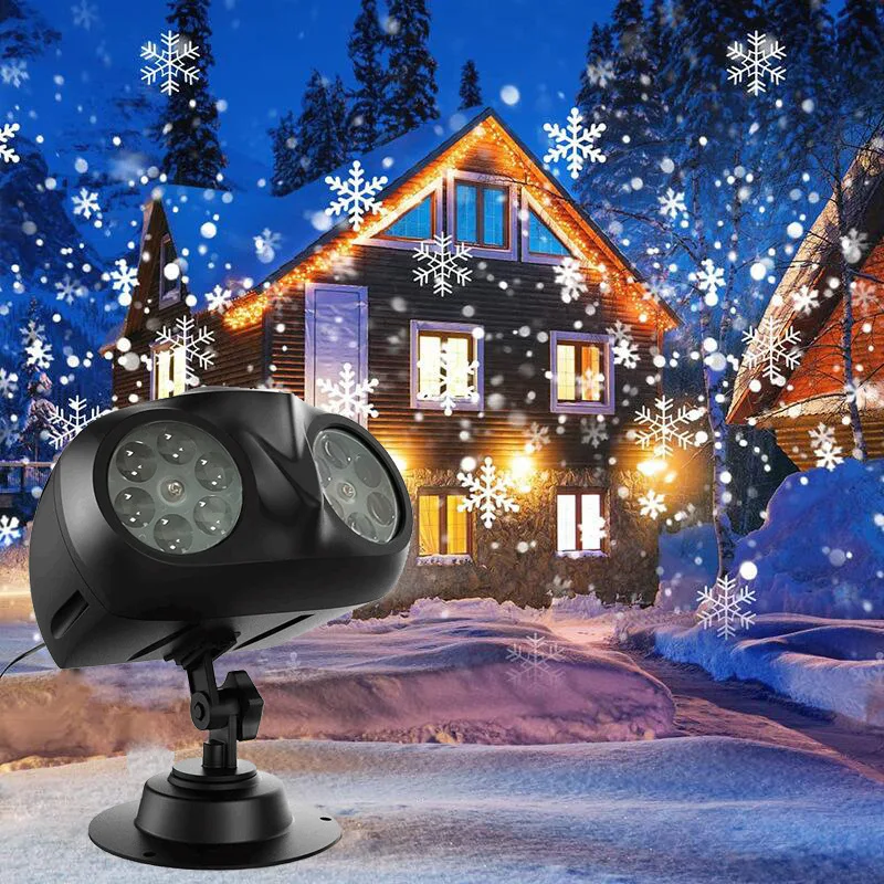 

Double Tube LED Snowflake Projector Lights Christmas Projection Waterproof Outdoor Lamp Snow Spotlight For Holiday Party Lights