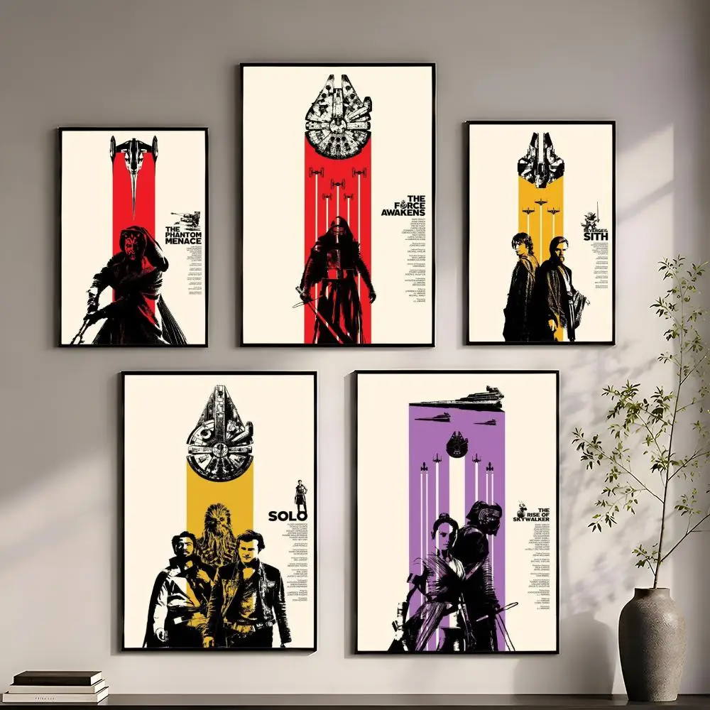 Hot Movie S-Star W-WArs-S Cartoon TV HD Poster Perfect Sticker Self Adhesive for Office Home Theater Wall Art Decor Fancy Gift