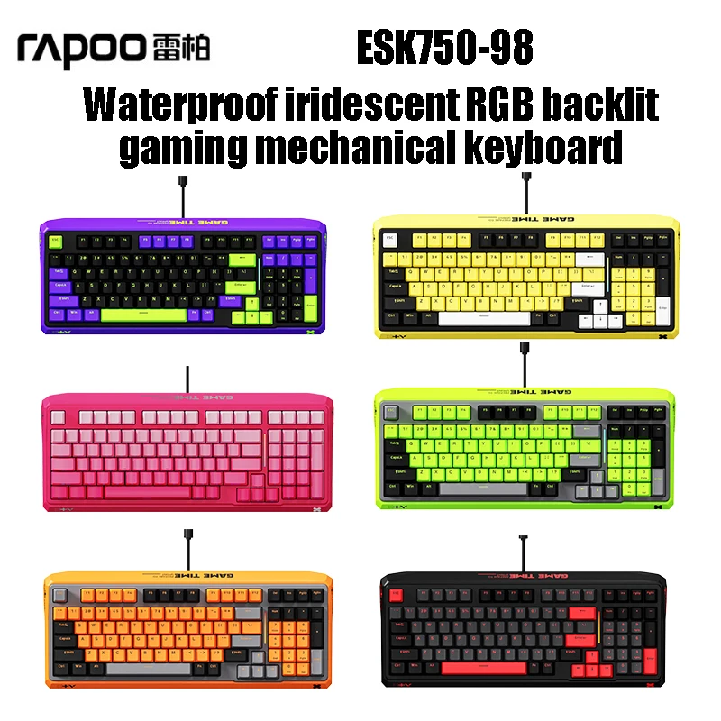

Rapoo ESK750-98 waterproof iridesy RGB backlit gaming mechanical Keyboard