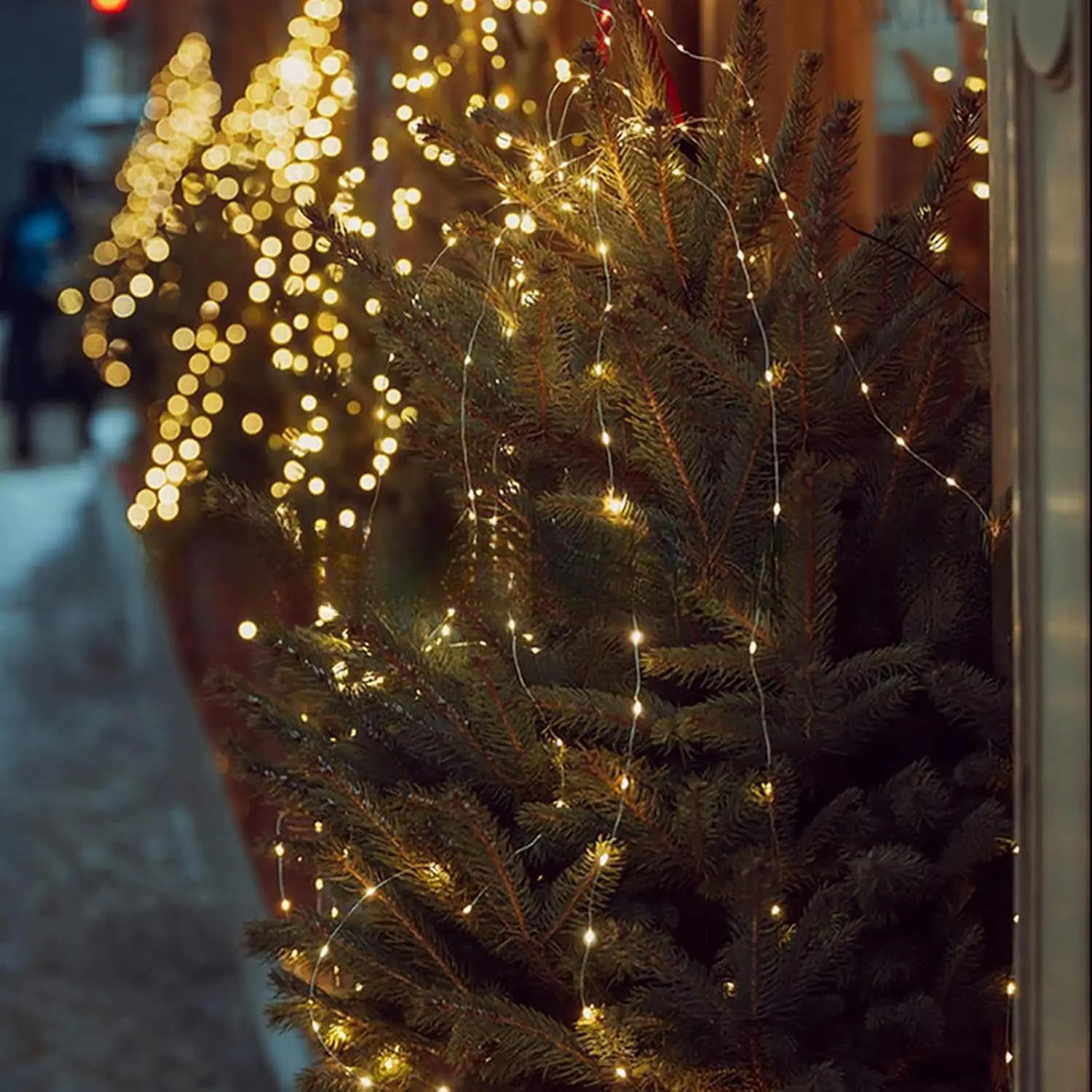 Copper Wire Firecracker Light String, Fairy, LED Beaded Christmas, Holiday Decoration Atmosphere (White, 164ft-1500 -Plug)