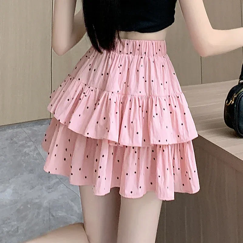 

Casual Dot Black Kawaii Skirts Women Ball Gown 2026 Vintage Korean Style Y2k Clothes High Waist Slim Pleated Mini Skirt Harajuku