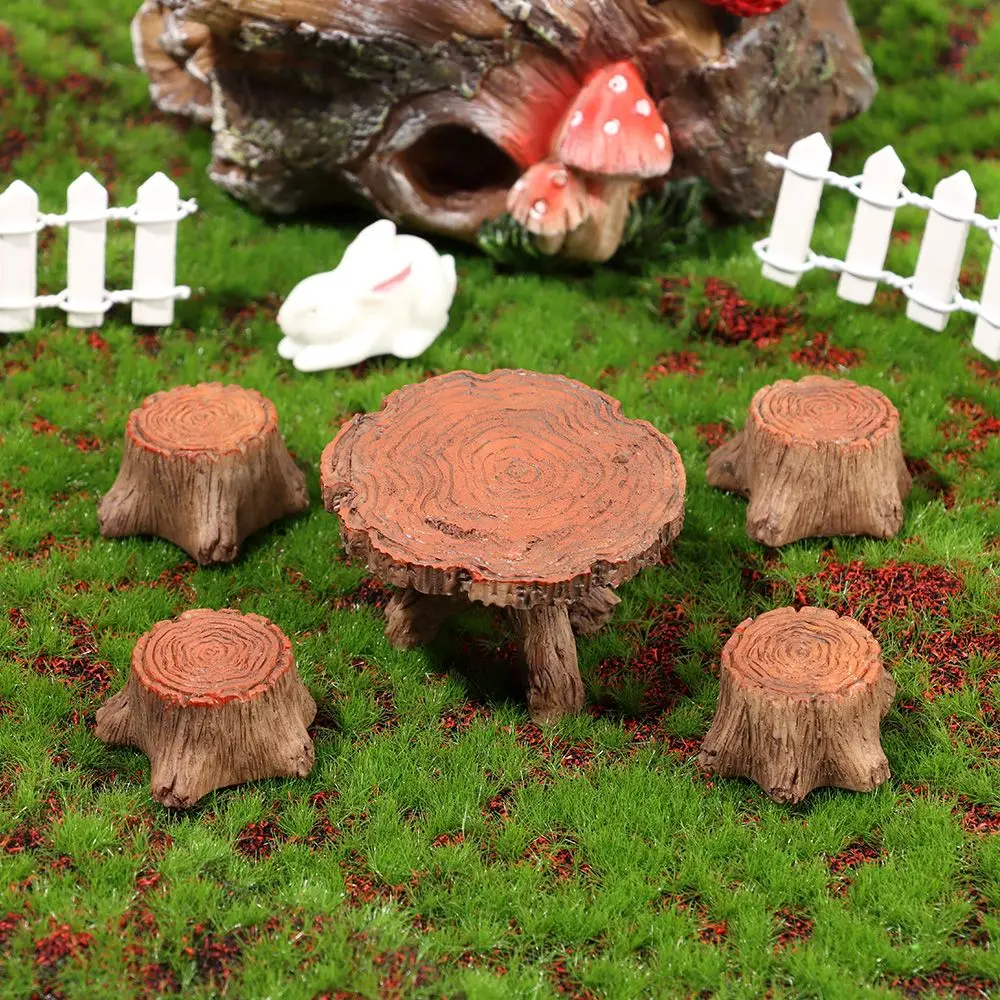 Scene Model Dollhouse Ornament Fairy Garden Decor Micro Landscapes Mini Bench Park Chair Figurines Miniature Stools Table