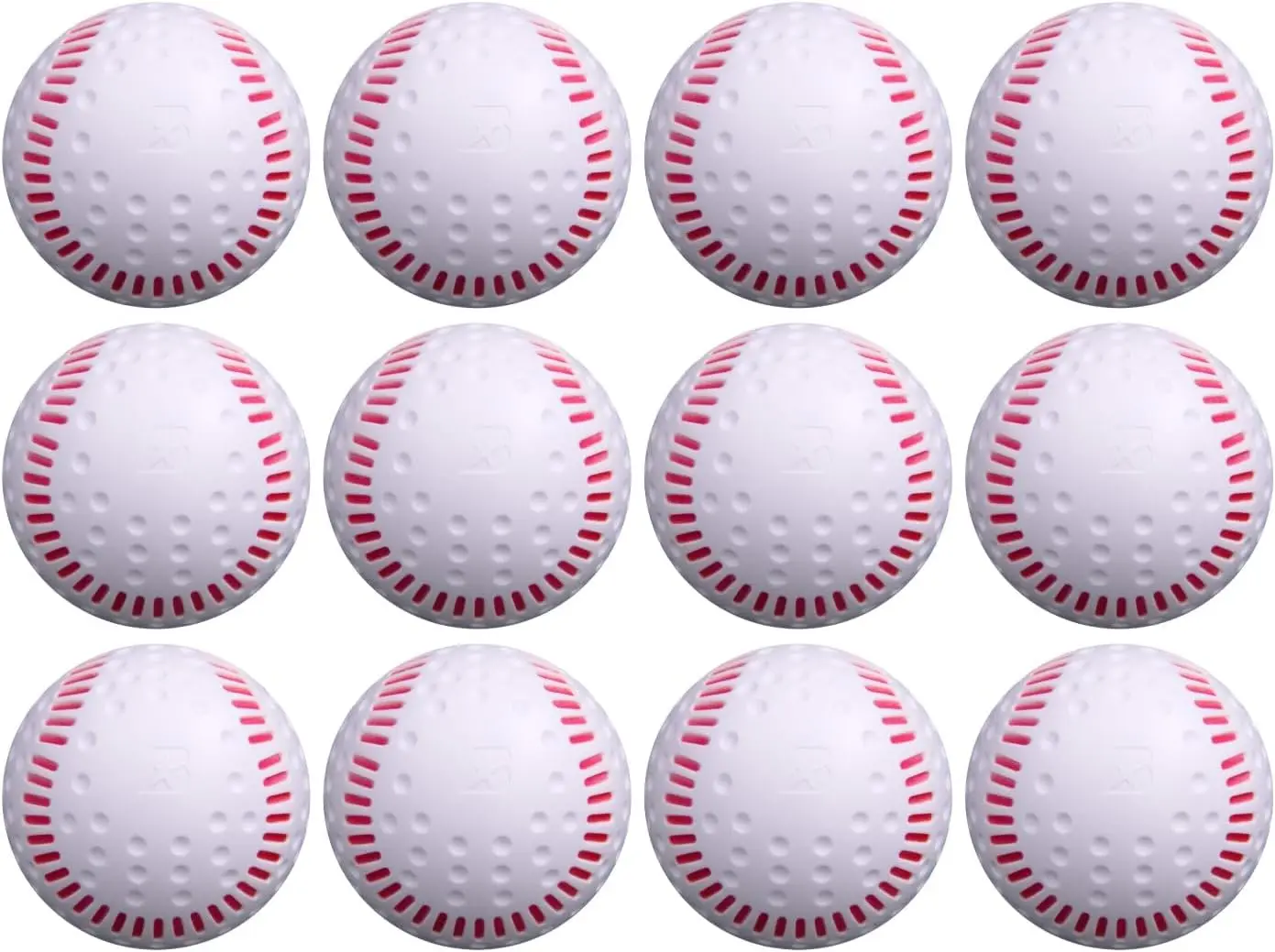 

Durable White Dimpled Baseballs with Red Seams for Pitching Machines and Training, 12-Pack