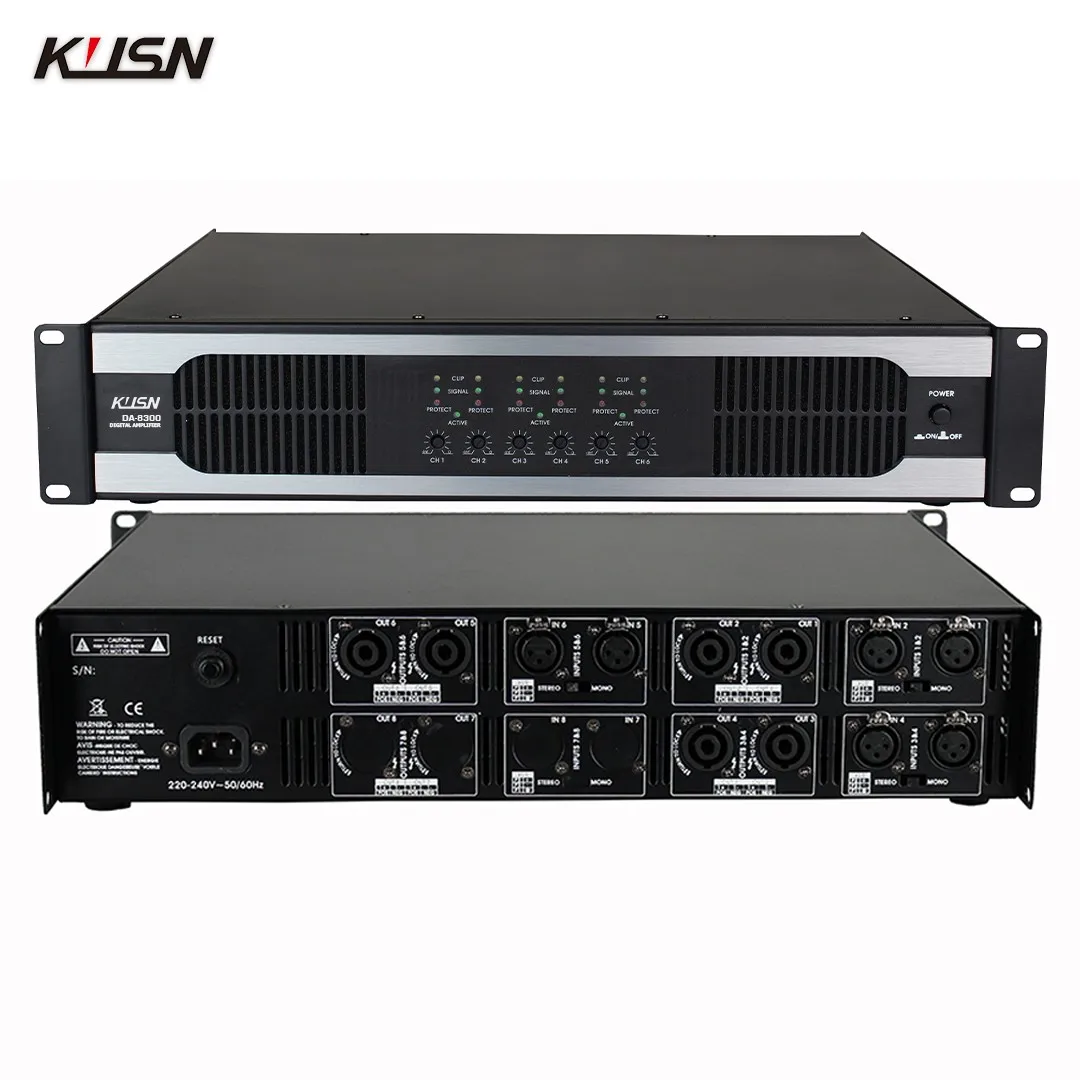 300Wx8 8 Ohm  Professional CLASS D Digital Amplifier Stereo Power Factor Correction High-End Large Performances Bars Party