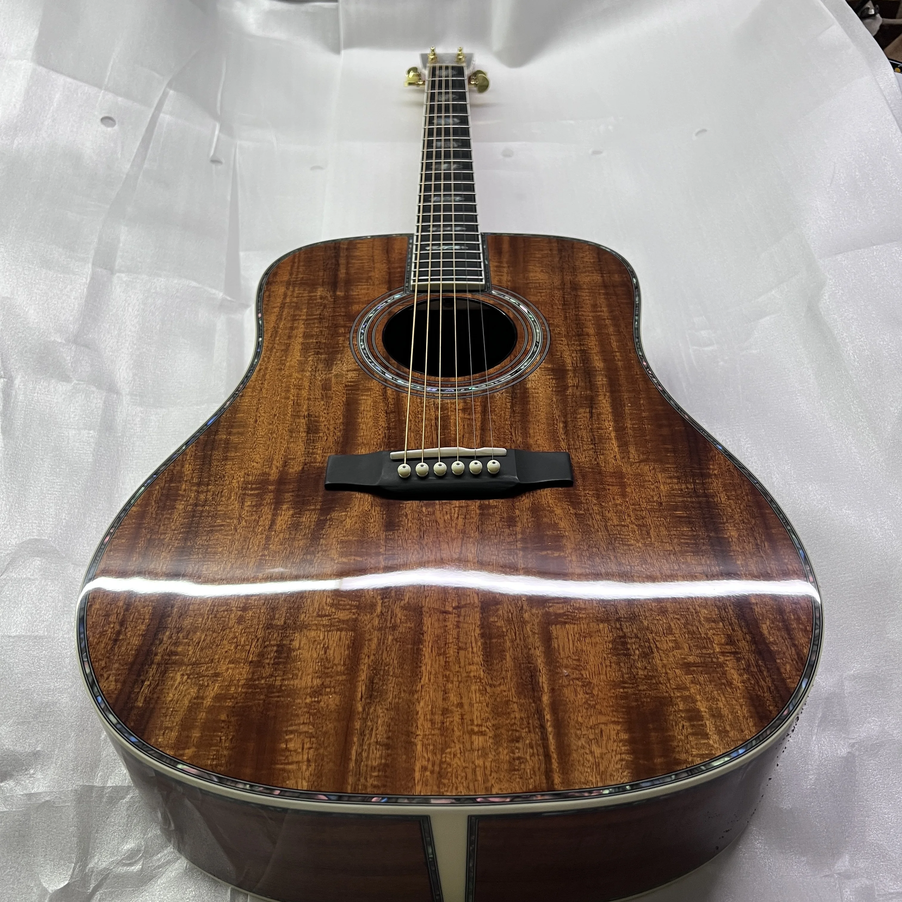 41inch All-Koa Hexagonal Abalone Inlay Luxury Spec Acoustic Guitar Custom Pickup Resonance Gift Friendly