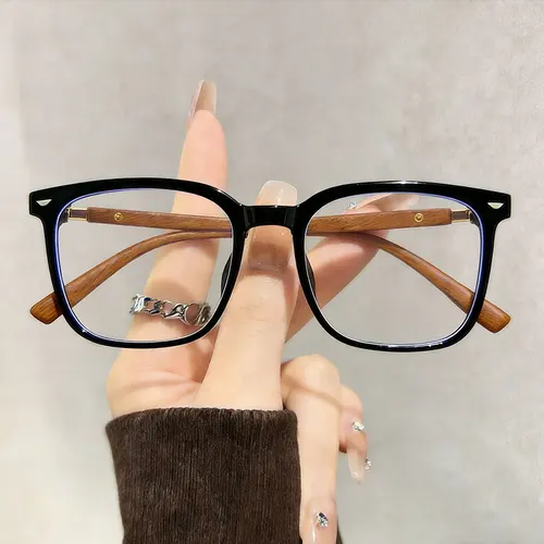 Imagen 2 del producto Gafas de Lectura para Hombre CCspace, Montura Grande, Patillas con Diseño de Madera, Lentes Ópticas Cuadradas, Lentes Graduadas, Gafas para Presbicia