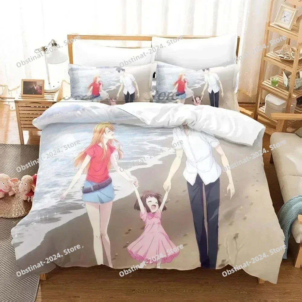3D Anime Fruits Basket Bedding Set Printed single Comforter Quilt Bed Cover Duvet Cover Pillow Case 3 Pieces Set Kids Adult Size