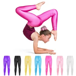Girls Ballet Dance Pants Gymnastic Bright Bronzing Leggings High Elastic Breathable Tight Leggings Skinny Pants For Costume