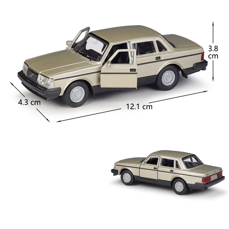 1/36 Volvo 240 GL auto giocattolo classica per bambini Welly Diecast veicolo in miniatura tirare indietro ruote libere collezione regalo per ragazzi