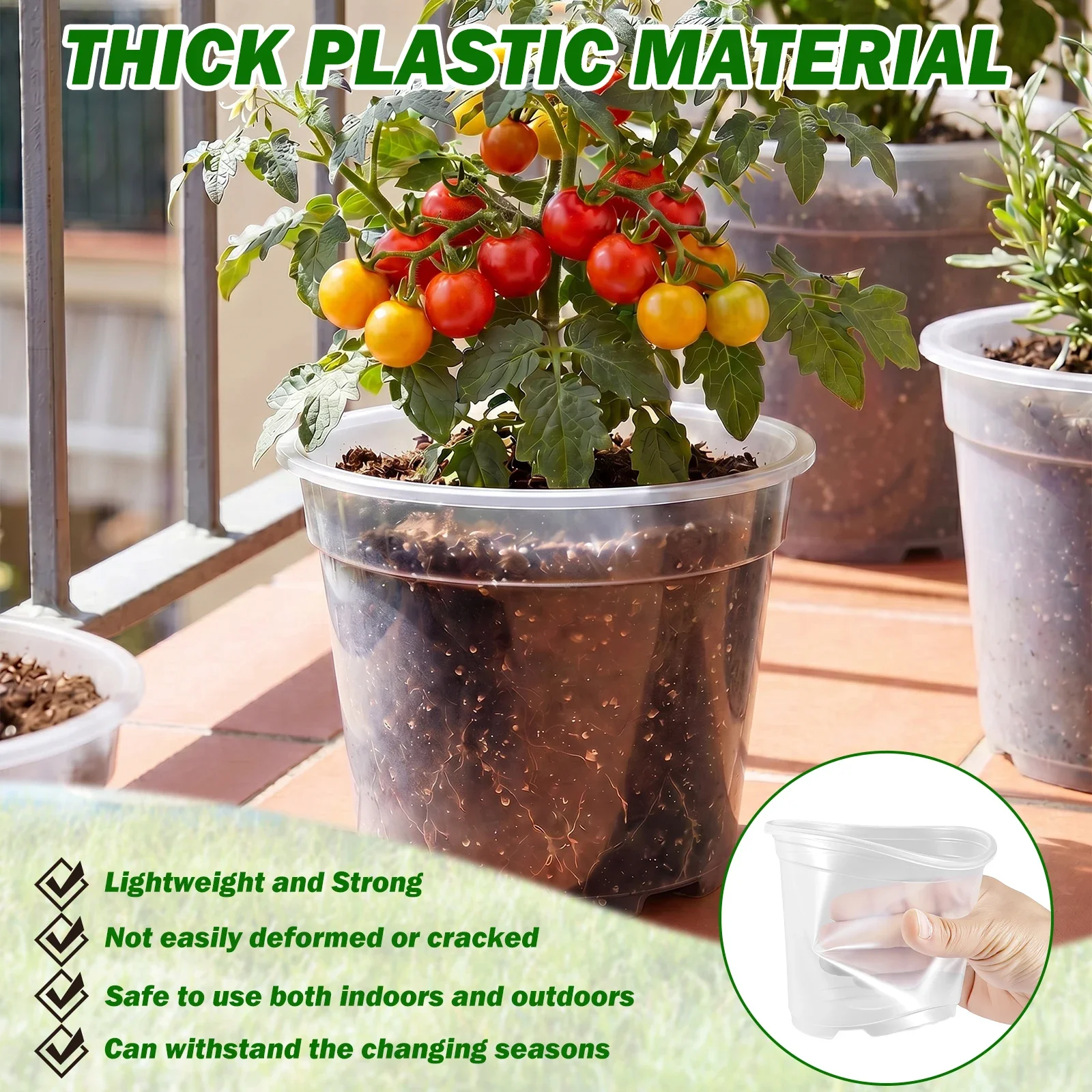 25Pcs 3/4/5/6/7 Inch Clear Nursery Pot Plastic Planter with Small Label Drainable Seedling Pot Seed Starter Pot Garden Accessory view 6