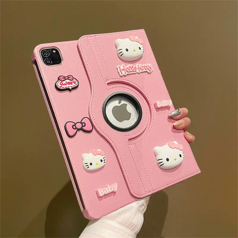 

Милый чехол Hello Kitty с вращающимся дизайном для iPad, аниме-стиль, креативный DIY, для Air1/2/3, Mini4/5/6, iPad Pro 18/20/21/22, 7/8/9/10-го поколений