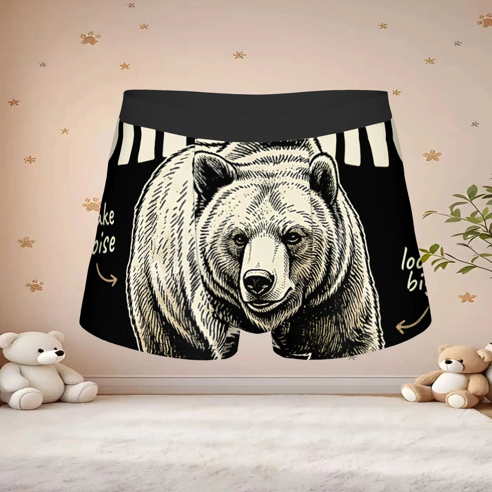 1pc Popular Bear Safety Bring A Slower Friend Funny Bear boxers  Novelty Panties Men's Underwear Ventilate Shorts Boxer Briefs