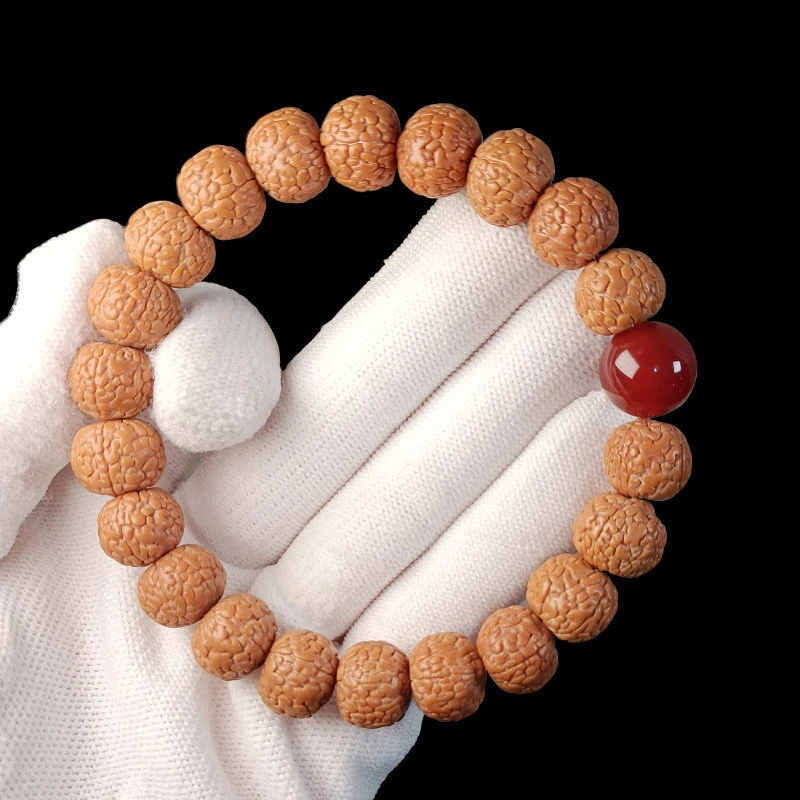 

Dragon scale pattern small Rudraksha bracelet, single-loop original seed Buddhist beads, men's cultural toy, meditation bea