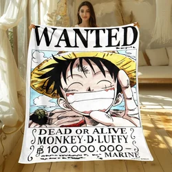 ONE PIECE Cartoon Printed Flannel Blanket.Sofa .Bedroom.Bed Home Office Nap Blanket Car. Travel Picnic Blankets Gift