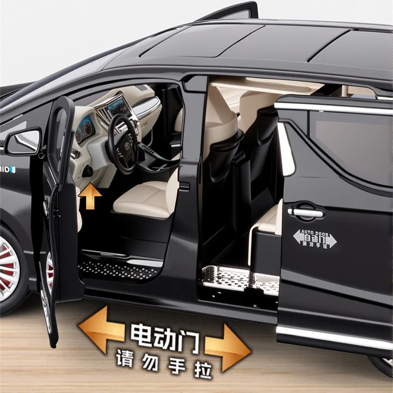 Grote Maat 1/18 Vellfire Alphard MPV Legering Luxy Auto Model Diecasts Metalen Speelgoed Voertuigen Auto Model Geluid Licht Simulatie Kids Gift
