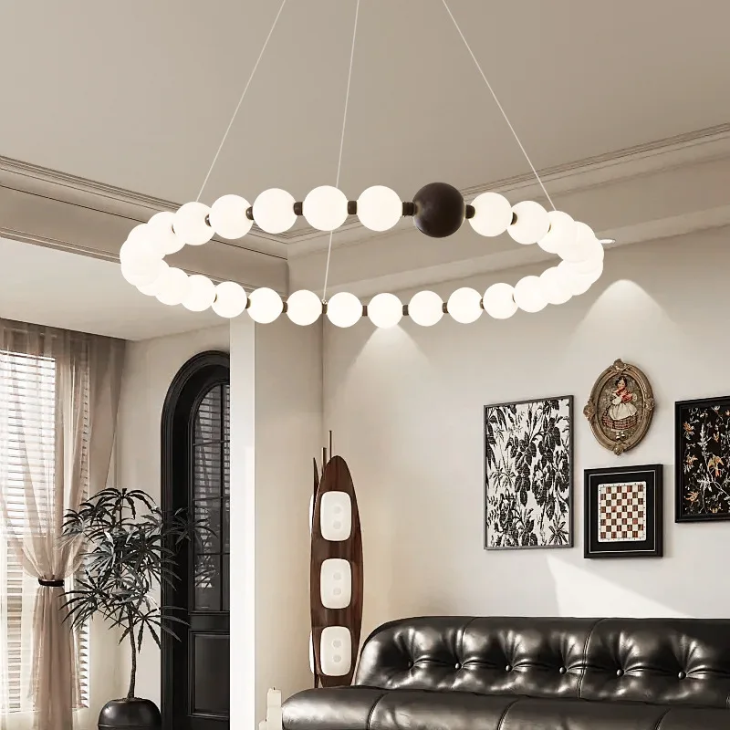 

French Retro Buddha Bead Pendant Light Suitable for Living Room Bedroom Nordic Magic Bean PE Roll Molded Acrylic Pendant Light