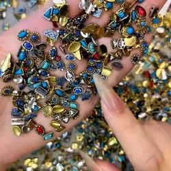 50/100Pcs Mixed style nail accessories featuring retro design and alloy metal nail decorations