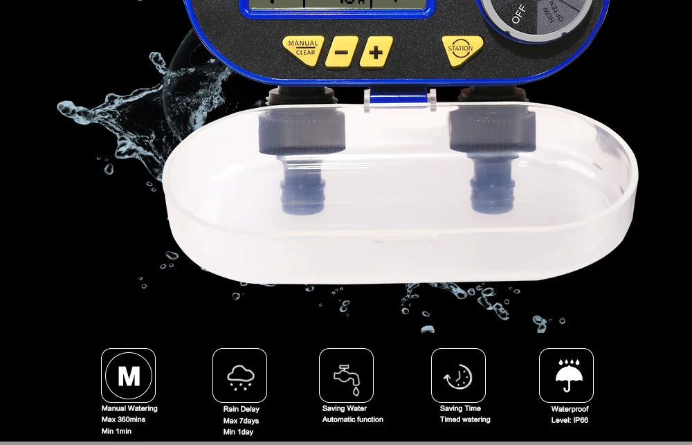 Detalle 2 de Electroválvula Two Outlets Garden Digital Electronic Water Timer Solenoid Valve Garden Irrigation Controller for Garden,Yard Riego