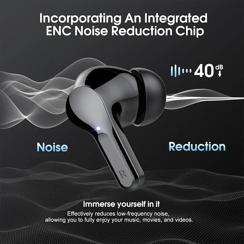 New Wireless Earbuds HiFi Stereo Headphones BT5.3 with ENC Noise Cancelling 48H LED Display Ear Buds IP7 Waterproof Earphones