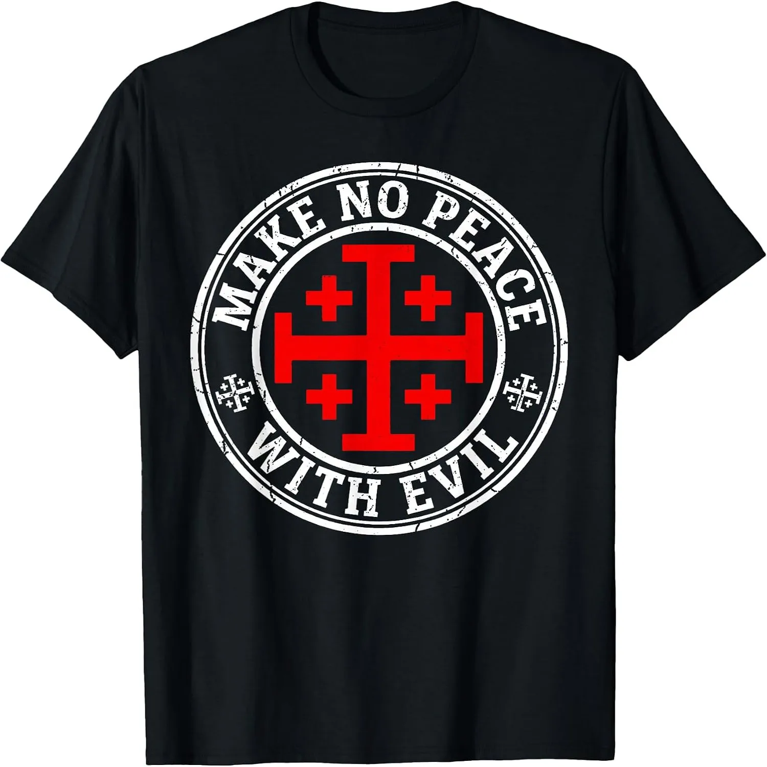 Make No Peace with Evil Knight Templar Jerusalem Cross T-Shirt