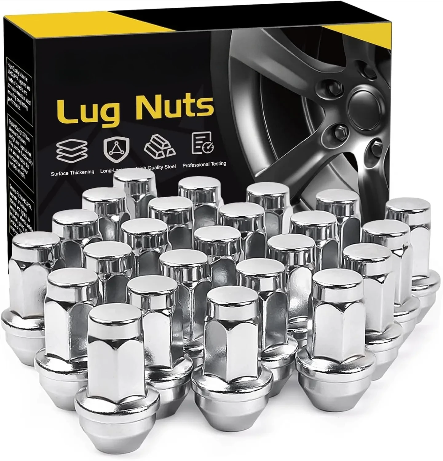24pcs M14x1.5 One-Piece Chrome OEM Factory Style Large Acorn Seat Lug Nuts Replacement for 2015-2023 Ford F-150 F150