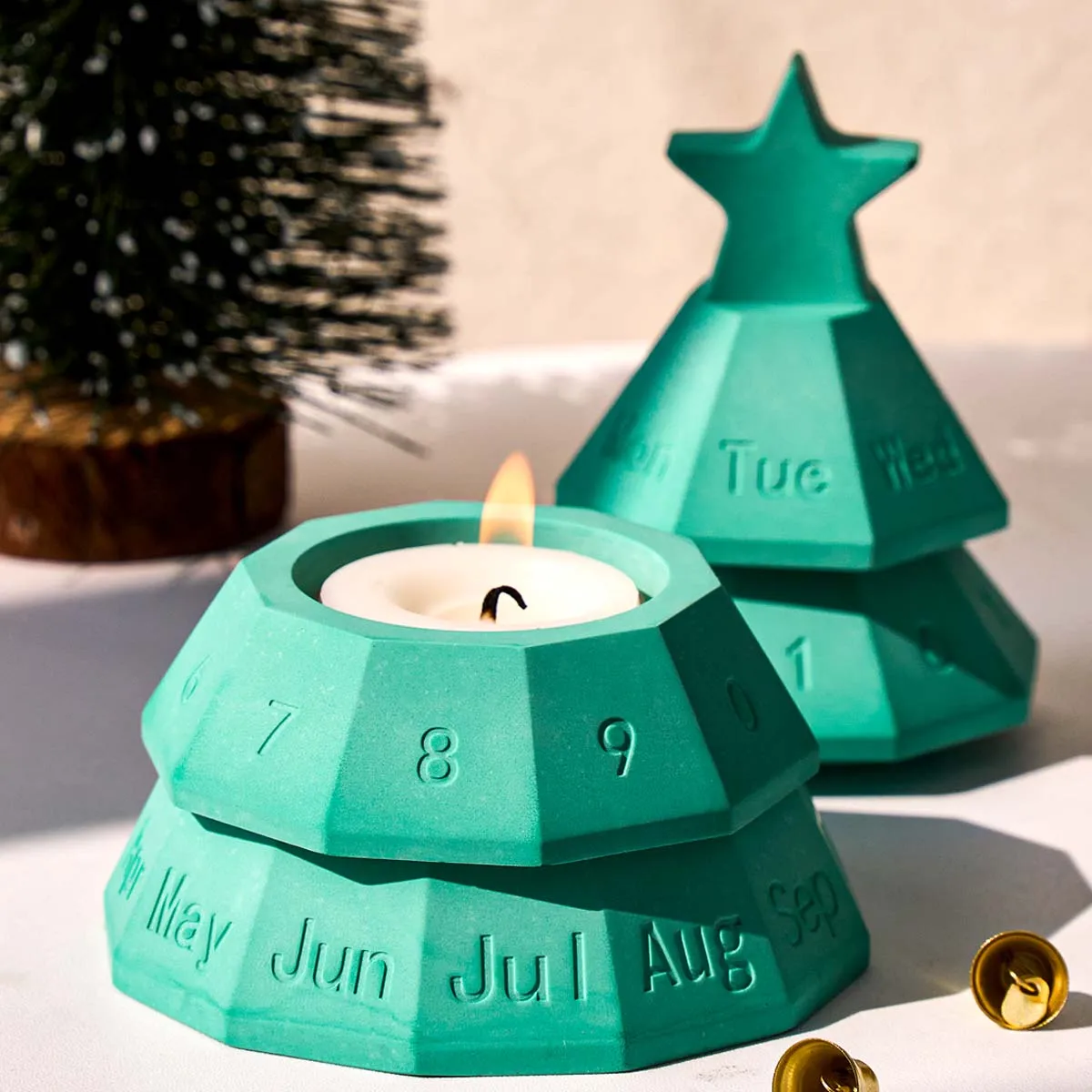 Weihnachten Ornamente Kerzenhalter Silikon Form DIY Kalender Weihnachtsbaum Gips Harz Aufbewahrungsbox Handwerk Formen Home Weihnachten Deco