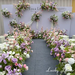 Outdoor Wedding Decoration Artificial Flowers Hanging Flower Row Road Leading Floor Flower Row Flower Ball Floral Backdrop Decor