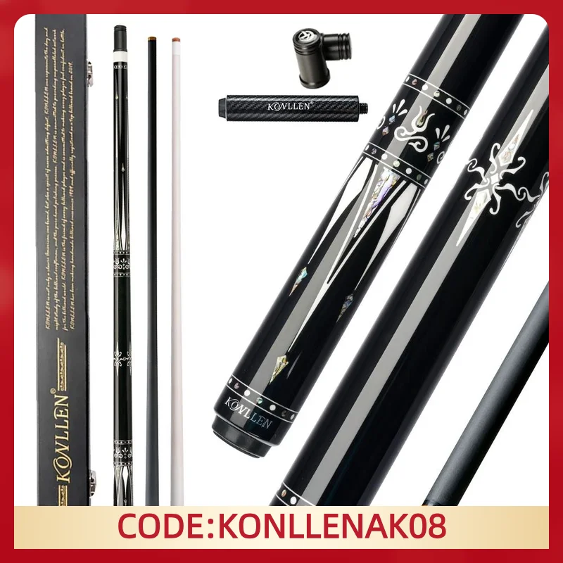 

KONLLEN Бильярдный кий с 2 валами из углеродного волокна, кий с настоящей инкрустацией и удлинителем для бильярдного кия