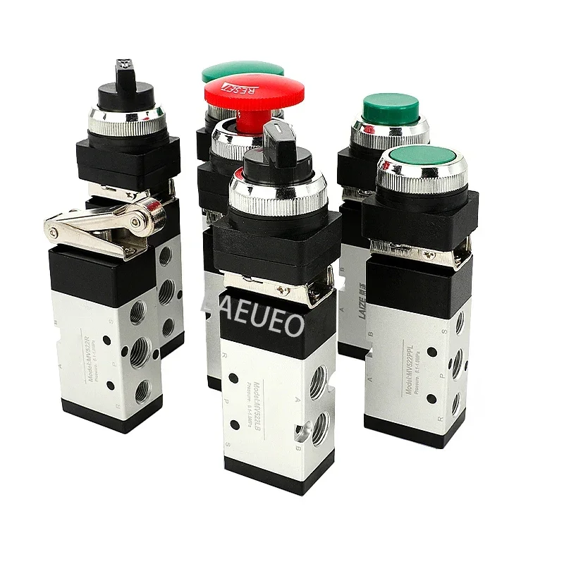 Pneumatic Mechanical Valve 2 Position 5 Way Manual Valve Air Switch Control Valve Push Button Momentary