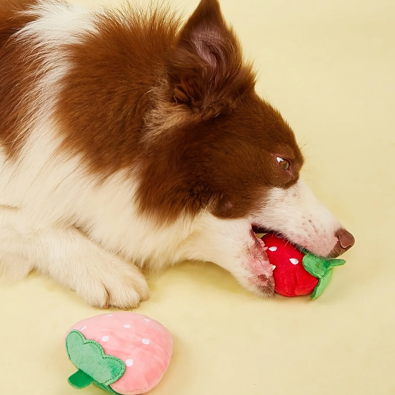 1pc Cute Strawberry Design Pet Grinding Teeth Plush Toy, Chew Toy For Dog Interactive Supply