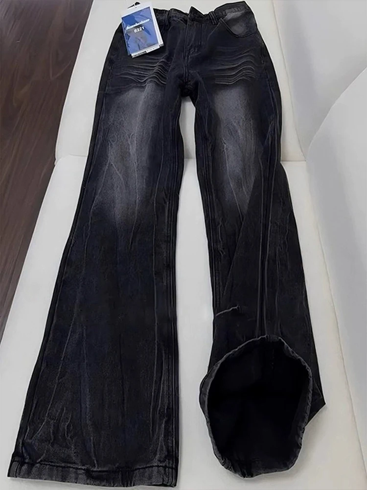 

Мужские летние тонкие джинсы Bla Lightning с бамбуковым узором, прямые, с легким расклешением, в стиле американского стритстайла