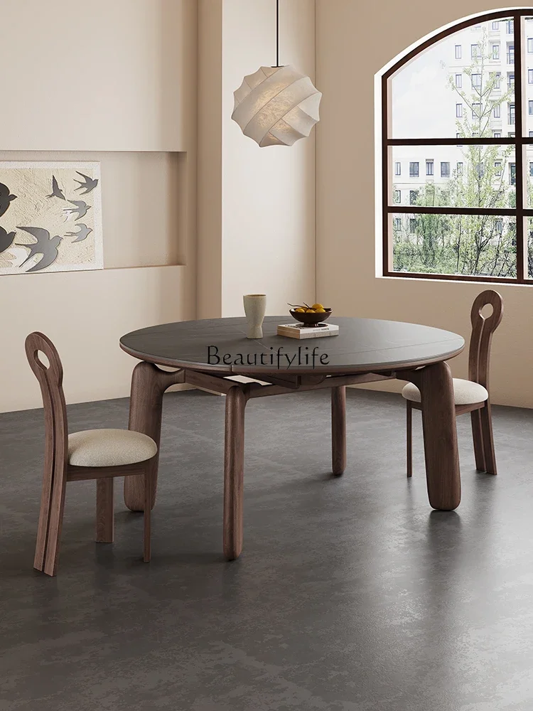 

yj9 American Folding Solid Wood Dining Table and Chair Retractable Square to round