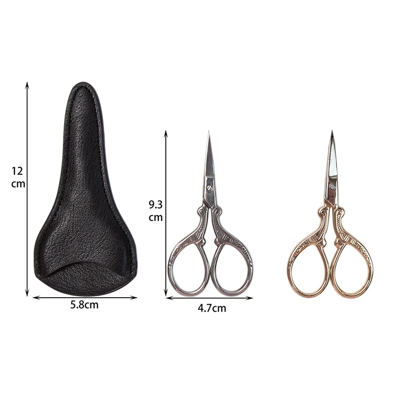 Embroidery Scissors with Sheath Small Sewing Scissor Vintage Sharp Pointed Tip Shears for Craft Art Work Handicrafts Tool