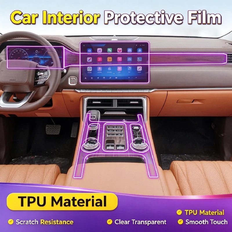 For 24-25 Foton Mars 7/9 Car Interior Gear Shift Center Console Screen Transparent TPU Anti-Scratch Protective Film