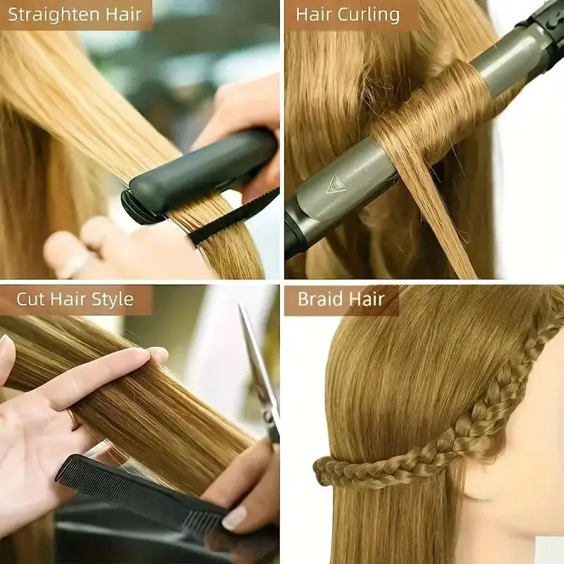 26 Zoll langer, realistischer Schaufensterpuppenkopf mit synthetischem Haar, Schönheitstrainingshilfe für Friseure, Make-up-Übungs-Schaufensterpuppenkopf C – Detail 8