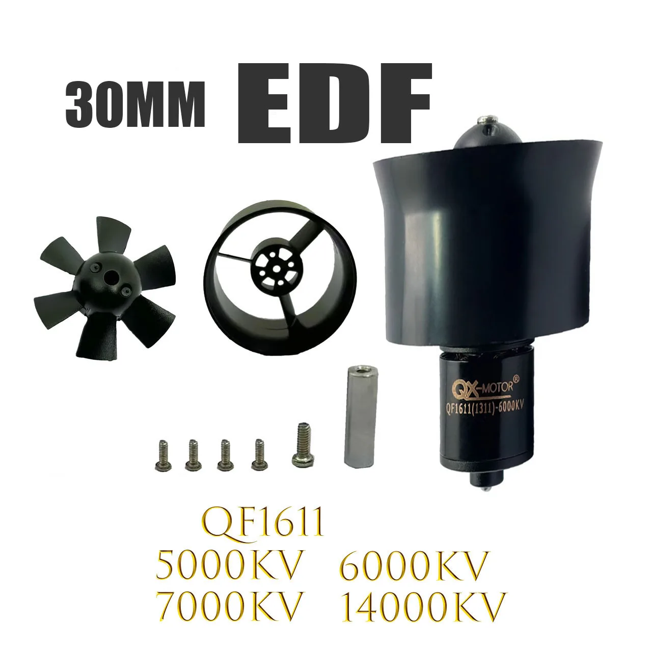 QX-Motor 30mm EDF 6 Blades Ducted Fan With QF1611(1311) 6000KV7000KV 5000KV Brushless Motor For DIY RC Airplanes Model Parts