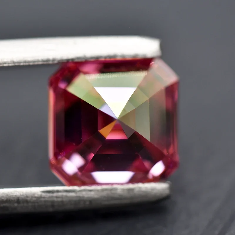 Moissanite Stone Asscher Cut Pink Color Advanced Jewelry Material Pass Diamond Tester for jewel making with GRA Certificate