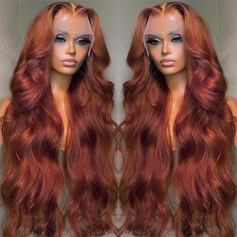 Reddish Brown Body Wave Lace Frontal Human Hair Wig 13x6 Transparent Lace Frontal Wig 13x4 Glueless Wigs For Women