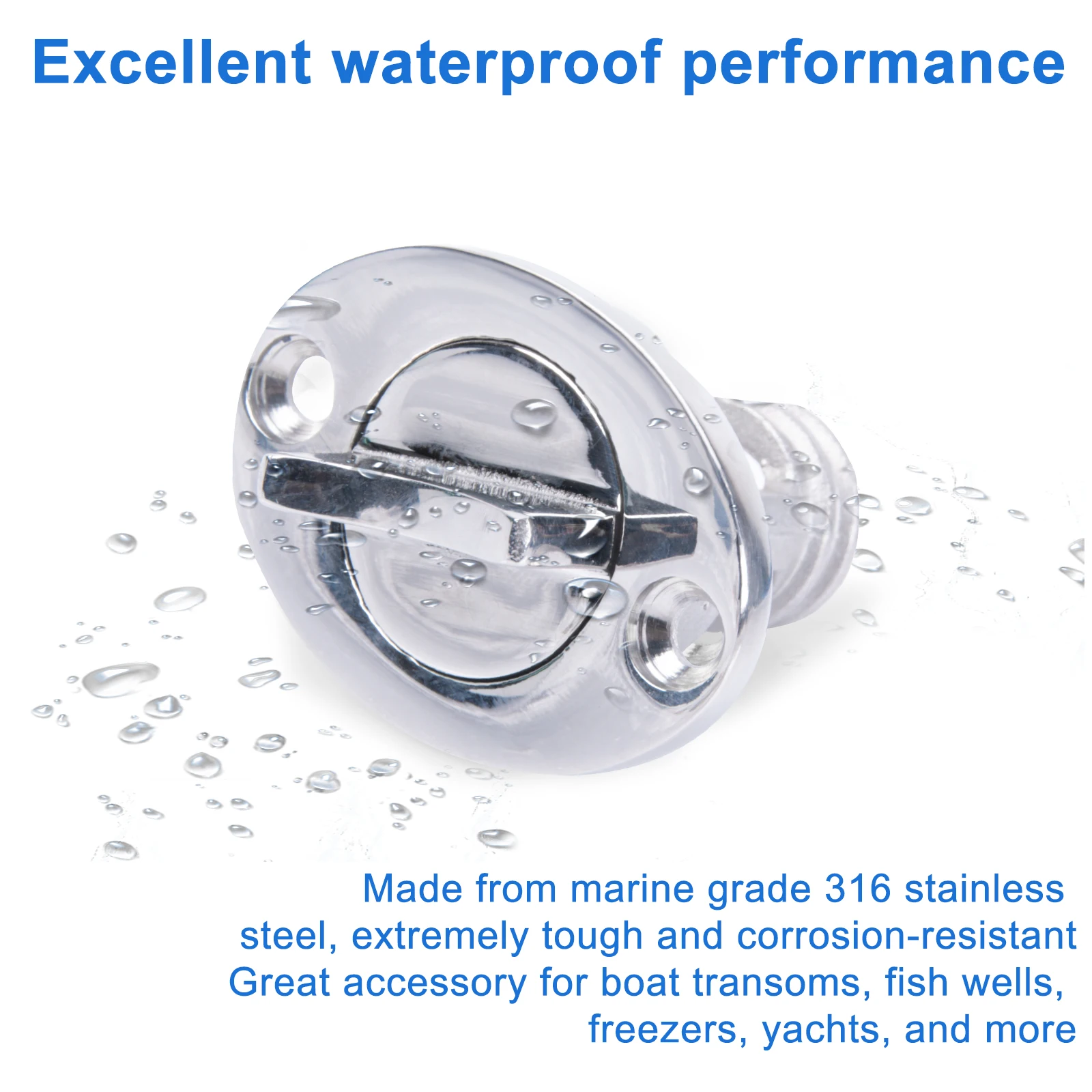 

316 Stainless Steel Boat Drain Plug Set, 1" Marine Garboard Drain Valve with Red Seal for Boat Transom, Fish Well Kayak