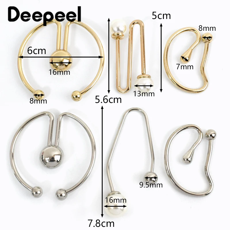 2/4/10Pcs Deepeel Metal Hook Buckle U-shaped Screw Decorative Clasp Dress Shirt Double-headed Pearl Irregular Spiral Button