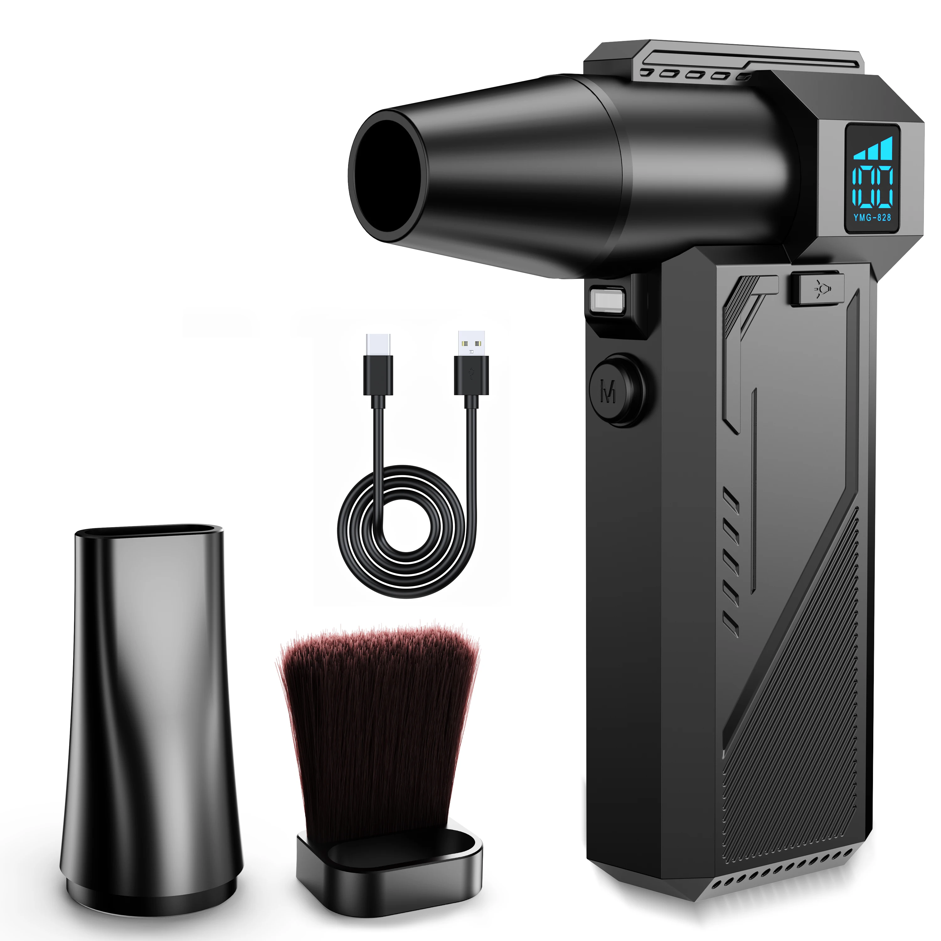 High Speed Handheld Turbo Blower Jet Fan With Brush Violent Fan Cleaning Blower Tool Type-C Charging 2025 Powerful Air Blower