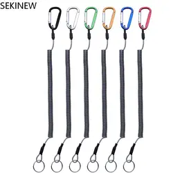 Aparejos flexibles de seguridad retráctiles, alambre de acero para escalada, cordones antipérdida elásticos para exteriores, cuerda de resorte, mosquetón de cuerda de pesca