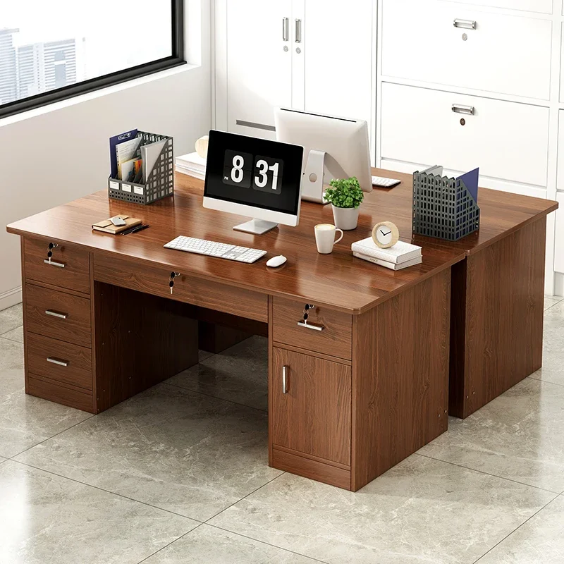 

Simple modern computer simple workbench staff desk with lock and drawer