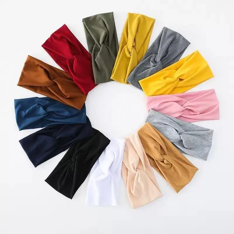 New Solid Color Knotted Sports Headband Soft Elastic Non Slip Headband Turban Hair Accessories For Yoga Sports Workout Headwear
