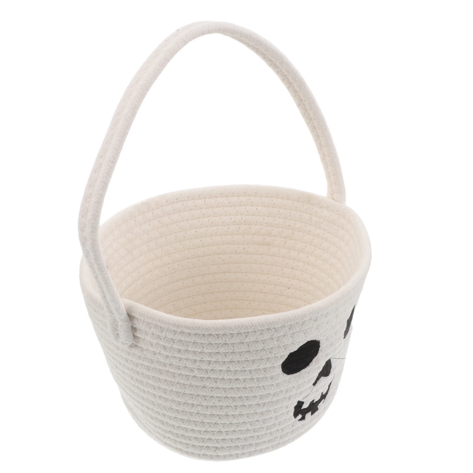 

Halloween Candy Bucket Ghost Design Soft Fabric Treat Bucket Large Cotton Rope Trick Or Treat Tote Halloween Goodie Bag